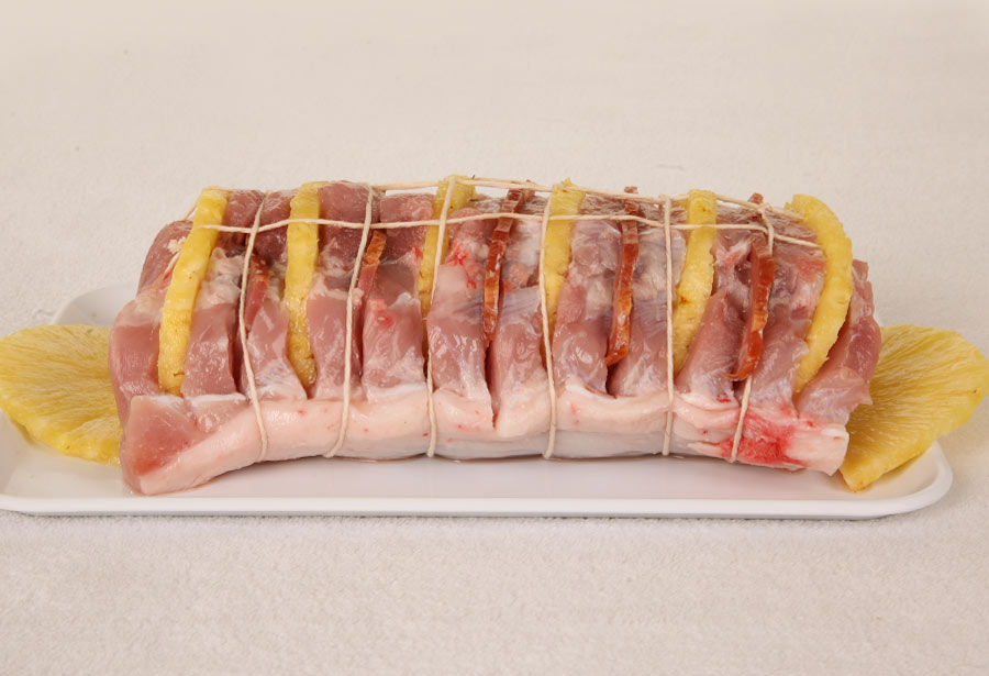 Lombo de porco recheado com Ananás e Bacon